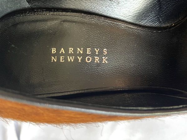 Barney's Size 5.5 Brown and White Calfhair Pumps