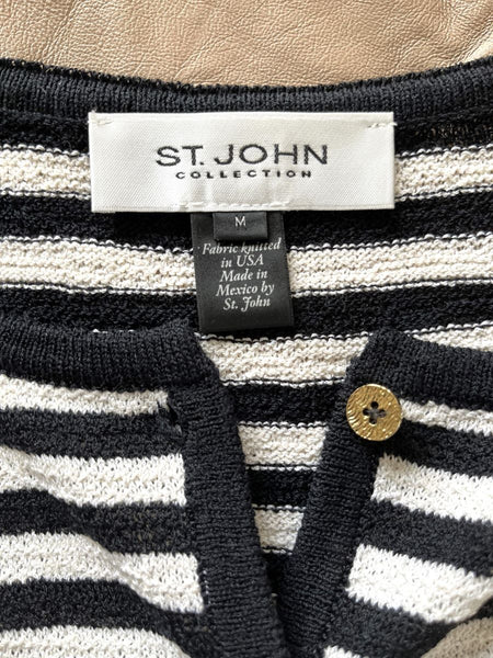 St. John MEDIUM Vintage Striped Wool Blend Cardigan