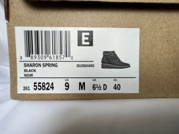 Clarks Size 9 Sharon Spring Black Suede Bootie - NEW