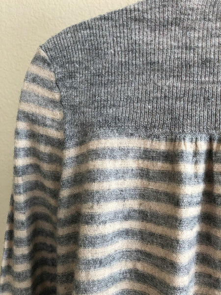 Rebecca Taylor MEDIUM Gray Stripe Wool Blend Cardigan