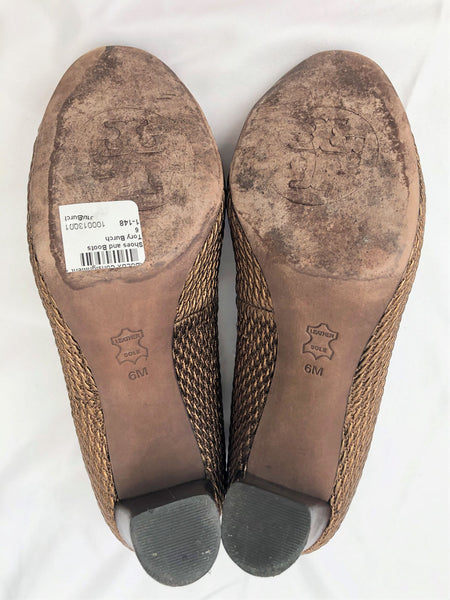 Tory Burch Size 6 Bronze Woven Pumps