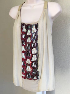 Burning Torch SMALL Crimson Star Beige Silk Sequin Tank