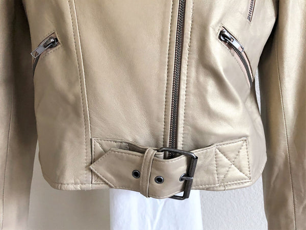 Identify Size 10 Gold Leather Moto Jacket