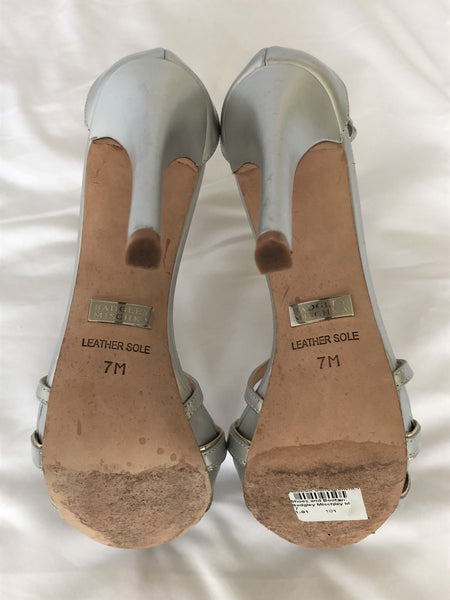 Badgley Mischka Size 7 Fierce Silver Leather Sandals - CLEARANCE