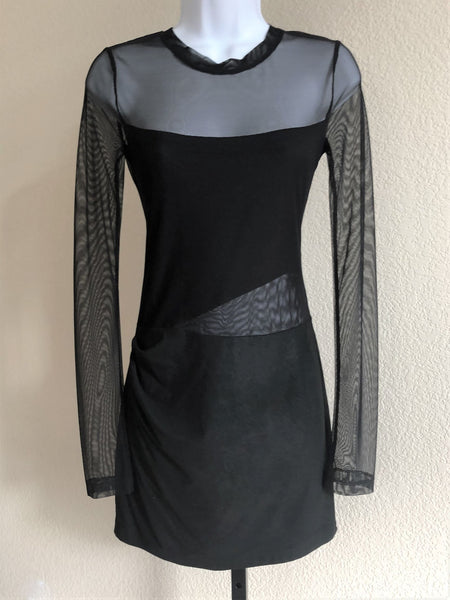 BCBGMaxazria NEW Size XS Black Mesh Mini Dress