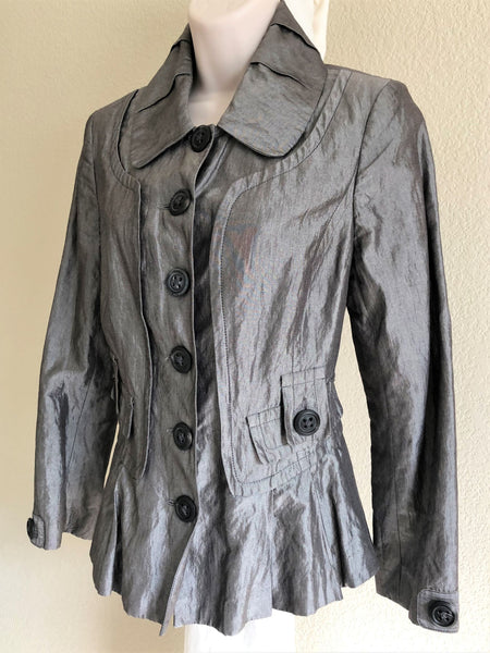 People Like Frank Size XS Gray Ruffle Hem Blazer