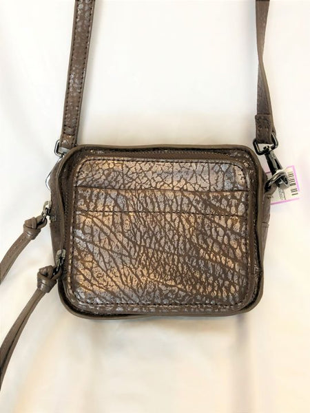 kooba - NEW - Brown Metallic Crackle Print Leather Cross Body