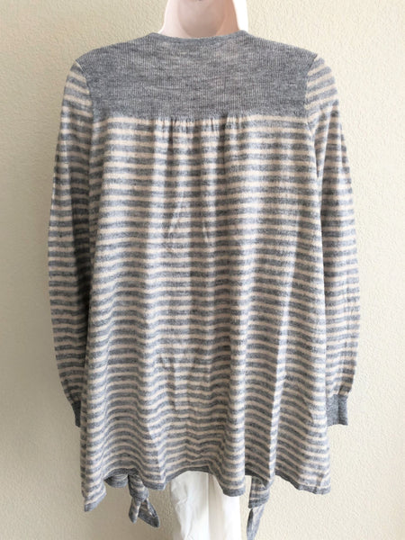 Rebecca Taylor MEDIUM Gray Stripe Wool Blend Cardigan