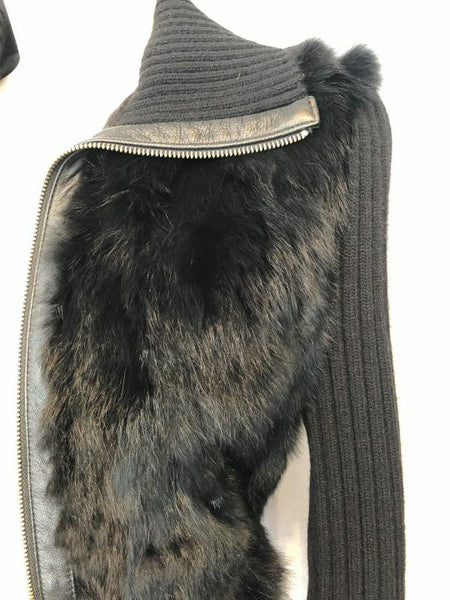 Oscar Piel SMALL Black Knit and Fur Jacket - CLEARANCE