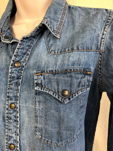 Current / Elliott SMALL Blue Chambray Shirt