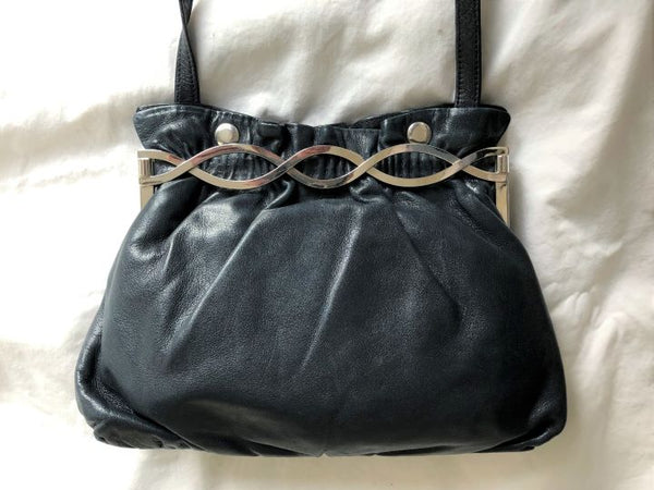 Nieri Argenti Vintage Italian Navy Leather Bag - CLEARANCE