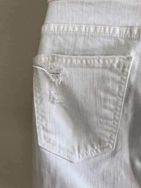 Current / Elliott Size 0 White Denim Distressed Skirt