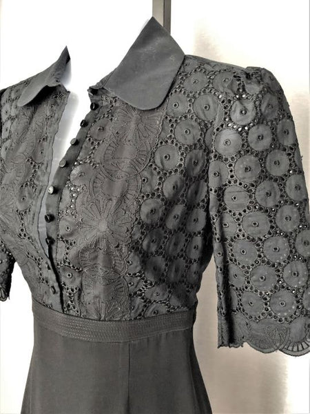 Catherine Malandrino Size 0 Black Eyelet Lace Dress