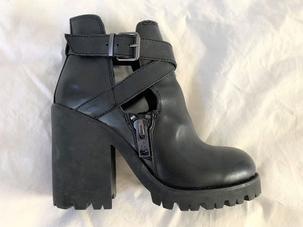 ASH Size 6.5 Pure Black Chunky Boots