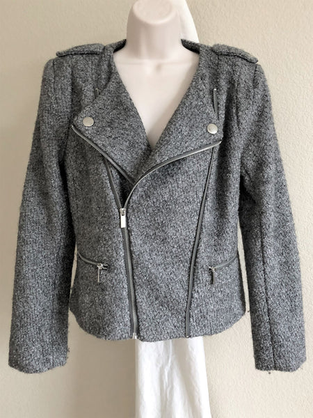 Luii Size Medium Gray Boucle Moto Blazer