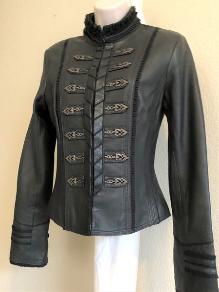 Danier Size XS Dark Gray Leather Jacket