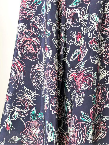 Joie Size LARGE Nanon Navy Floral Silk Dress
