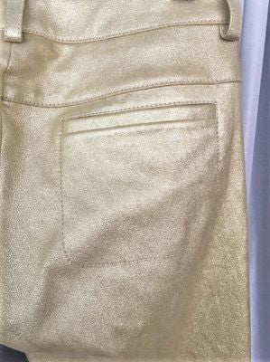 ESCADA Size 4 Gold Metallic Lambskin Suede Pants - RARE