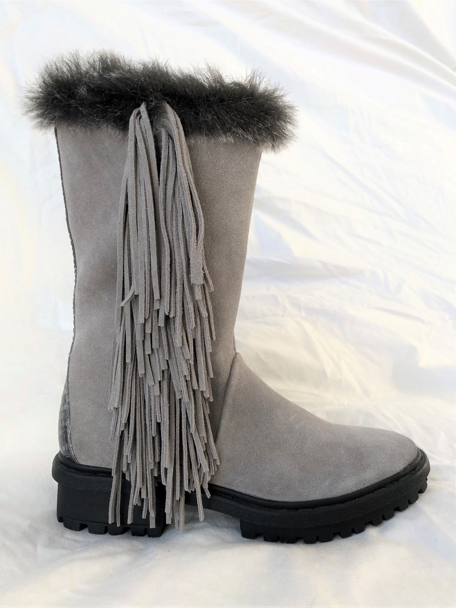 Sam Edelman Size 6 Tilden - NEW - Gray Suede Fringed Boots