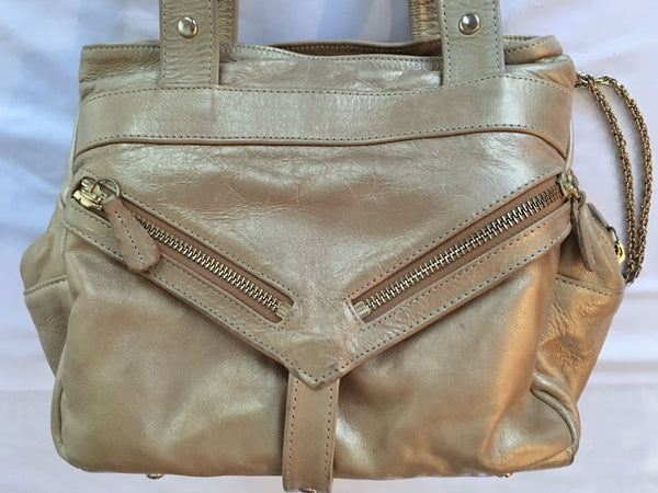 Botkier Gold Leather Trigger Shoulder Bag