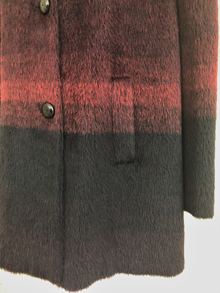 Katherine Kelly Size 12 Luxury Black and Red Ombre Alpaca Coat