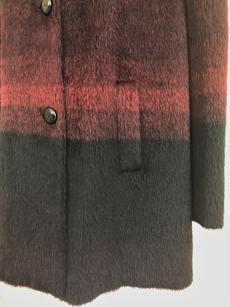 Katherine Kelly Size 12 Luxury Black and Red Ombre Alpaca Coat