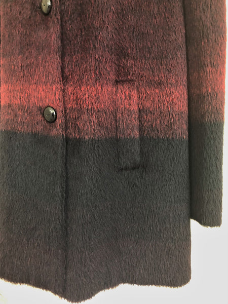 Katherine Kelly Size 12 Luxury Black and Red Ombre Alpaca Coat - CLEARANCE