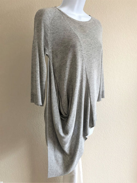 Theory Size Tall Petite Nali Gray Asymmetric Knit Top