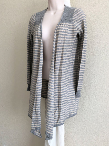 Rebecca Taylor MEDIUM Gray Stripe Wool Blend Cardigan