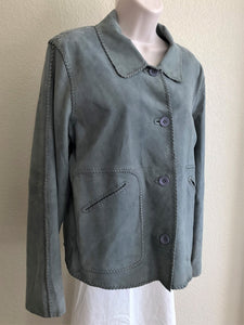 Sundance Size 10 Gray Suede Leather Whipstitch Jacket