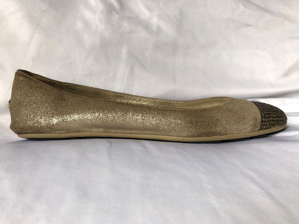 Jimmy Choo Authentic Size 6.5 - 7 Gold Rhinestone Flats