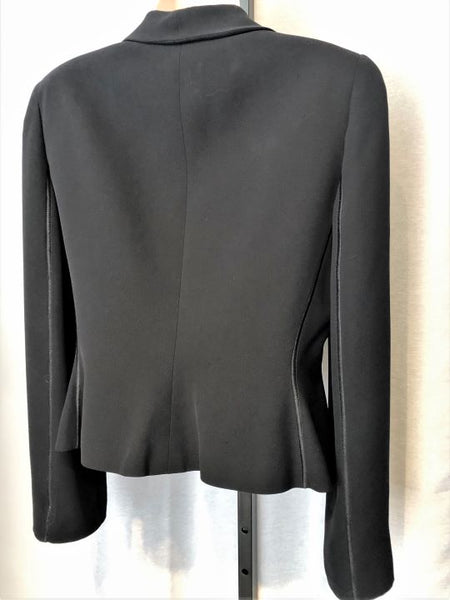 Armani Collezioni Size 6 Black Silk Blazer