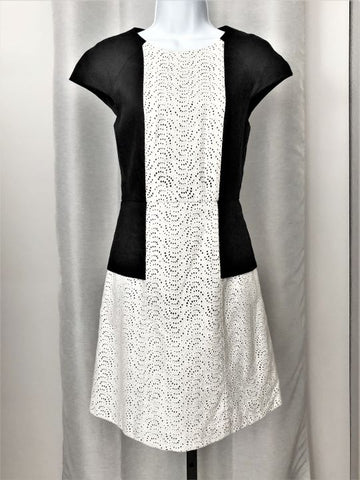 Tibi Size 6 Carey Black and White Lace Dress