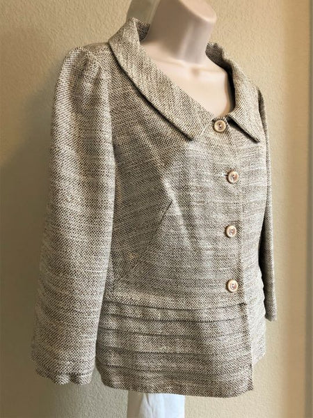 Armani Size 12 Beige Tweed Blazer