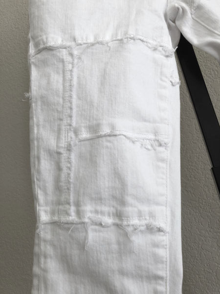 FRAME Size 2 Le Skinny de Jeanne Jeans Blanc Patchwork