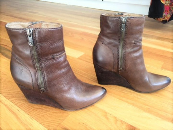 Frye Size 5.5 Regina Brown Leather Ankle Boots