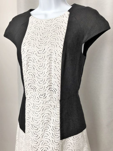 Tibi Size 6 Carey Black and White Lace Dress