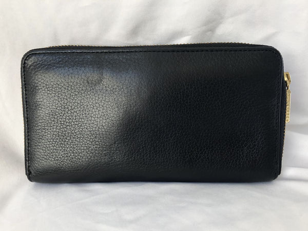 Tory Burch Black Leather Zip Around Wallet