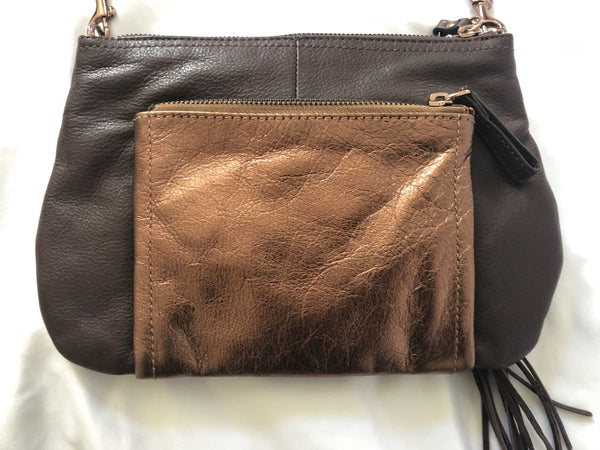 B Makowsky Brown Leather Cross Body