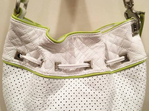 Francesco Biasia White Perforated Hobo Bag