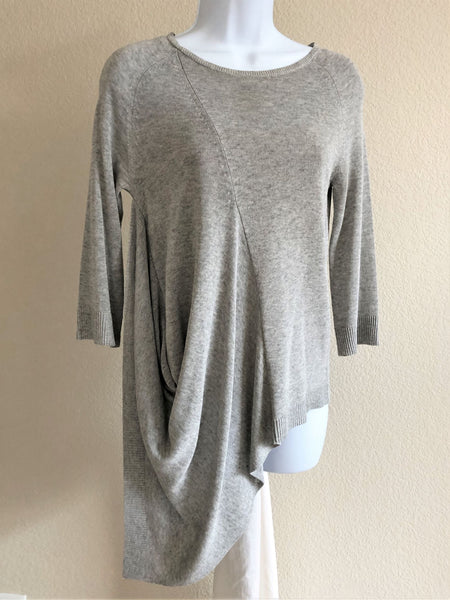 Theory Size Tall Petite Nali Gray Asymmetric Knit Top