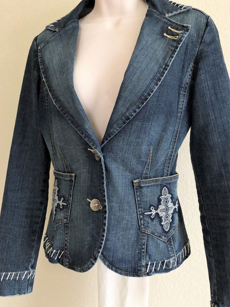 Level 99 Anthropologie SMALL Denim Blazer