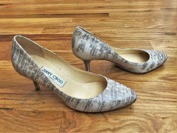 Jimmy Choo Authentic Size 6.5 Irena Cream Snakeskin Pumps