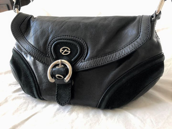 Francesco Biasia Black Leather Shoulder Bag - CLEARANCE