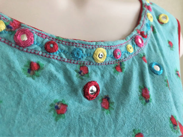 Blumarine SMALL Vintage Blue and Red Floral Top