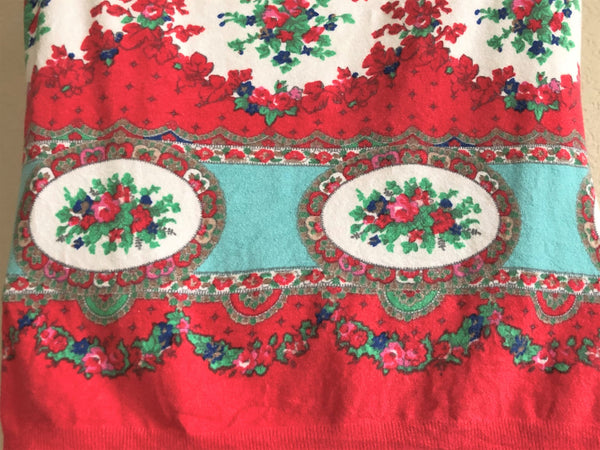 Blumarine SMALL Vintage Blue and Red Floral Top