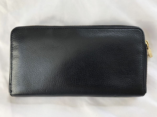 Tory Burch Black Leather Zip Around Wallet