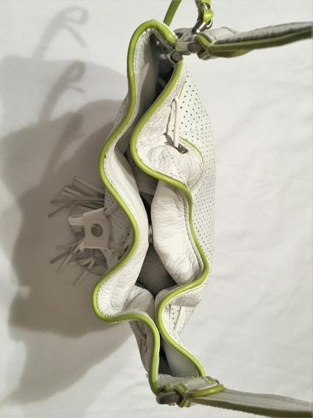 Francesco Biasia White Perforated Hobo Bag