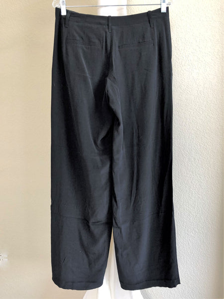 VINCE Size 4 Black Wide Leg Silk Pants