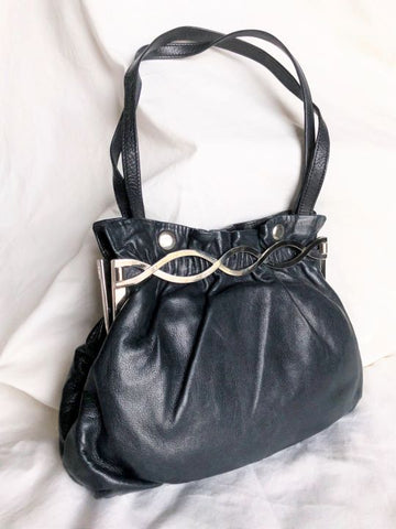 Nieri Argenti Vintage Italian Navy Leather Bag